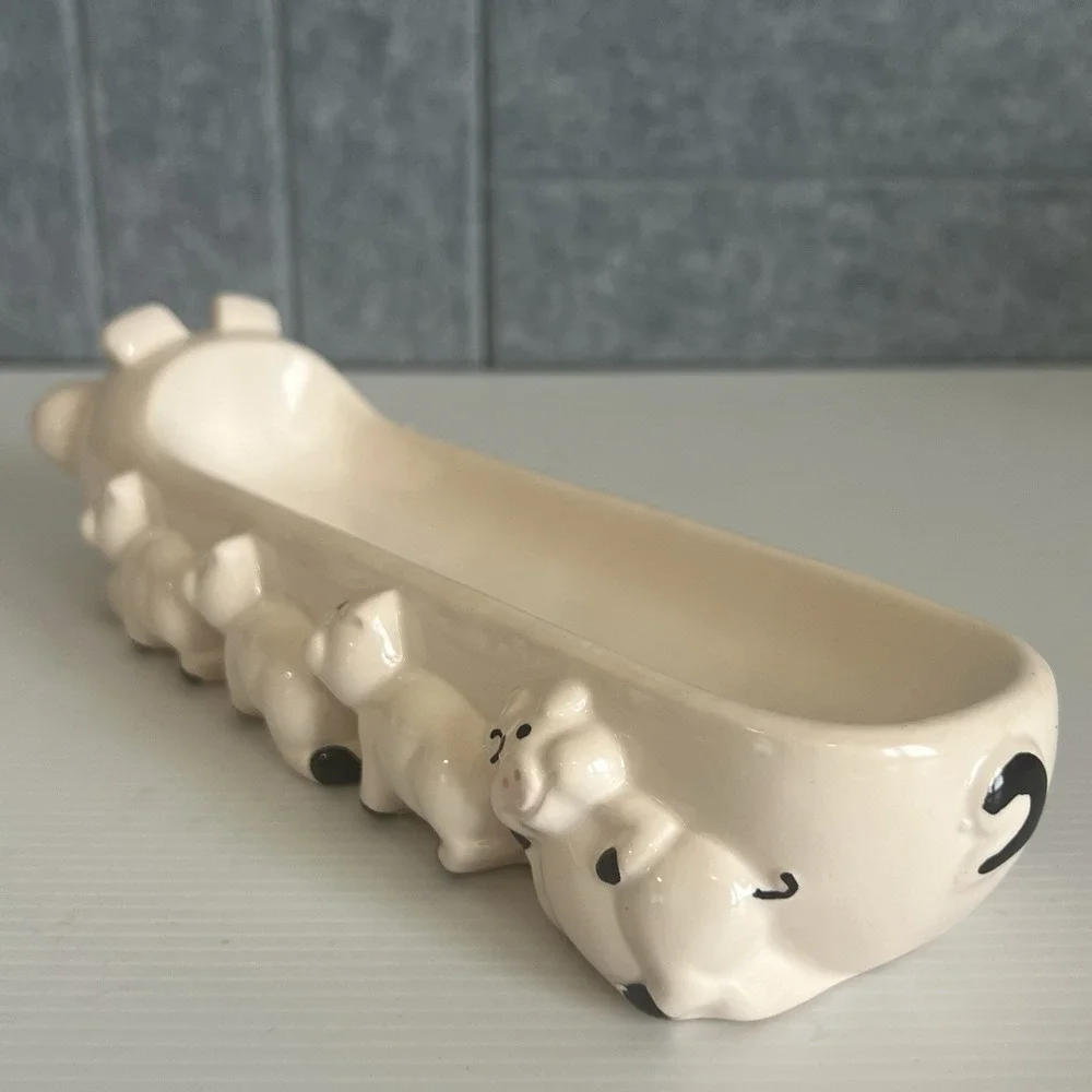 Vintage 1983 Ron Gordon Design Ceramic Pig & Piglets Cracker Cheese Butter Dish